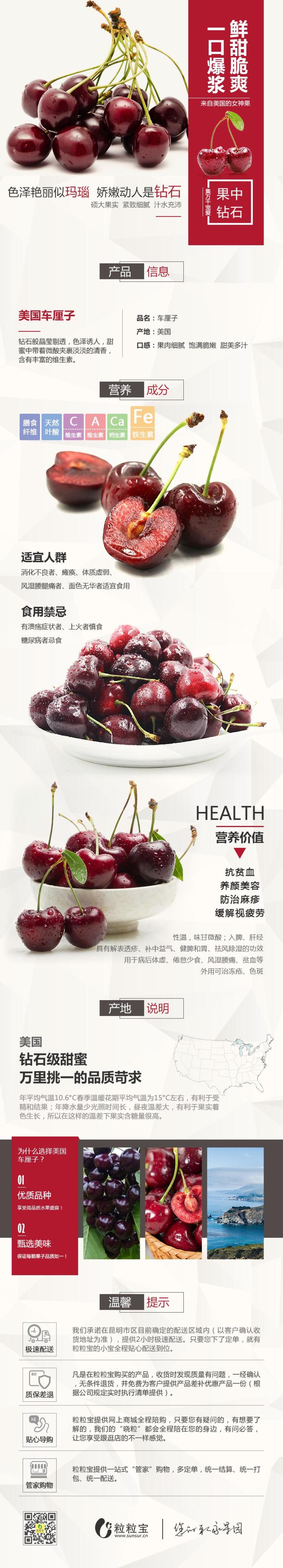 美国车厘子水果手机版淘宝详情页素材