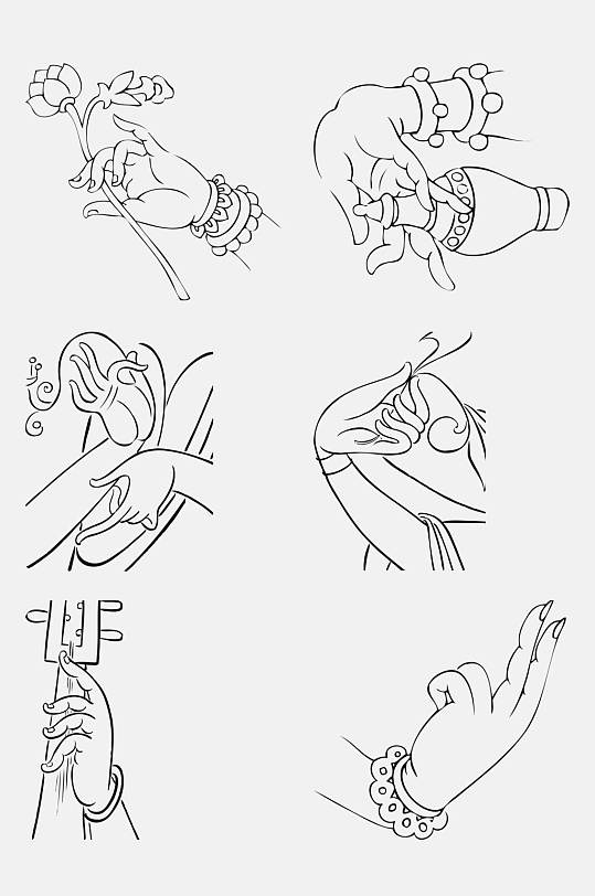 古风大气手绘观音佛手免抠素材