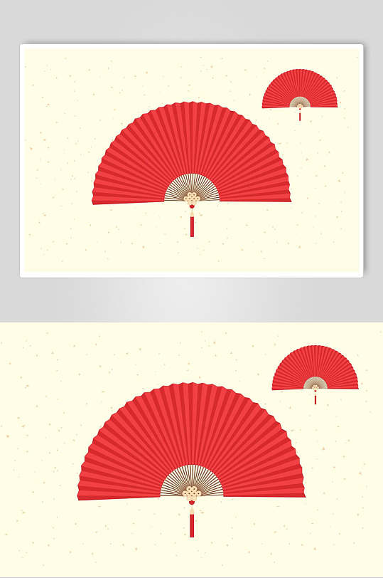 红扇子中式花纹边框素材