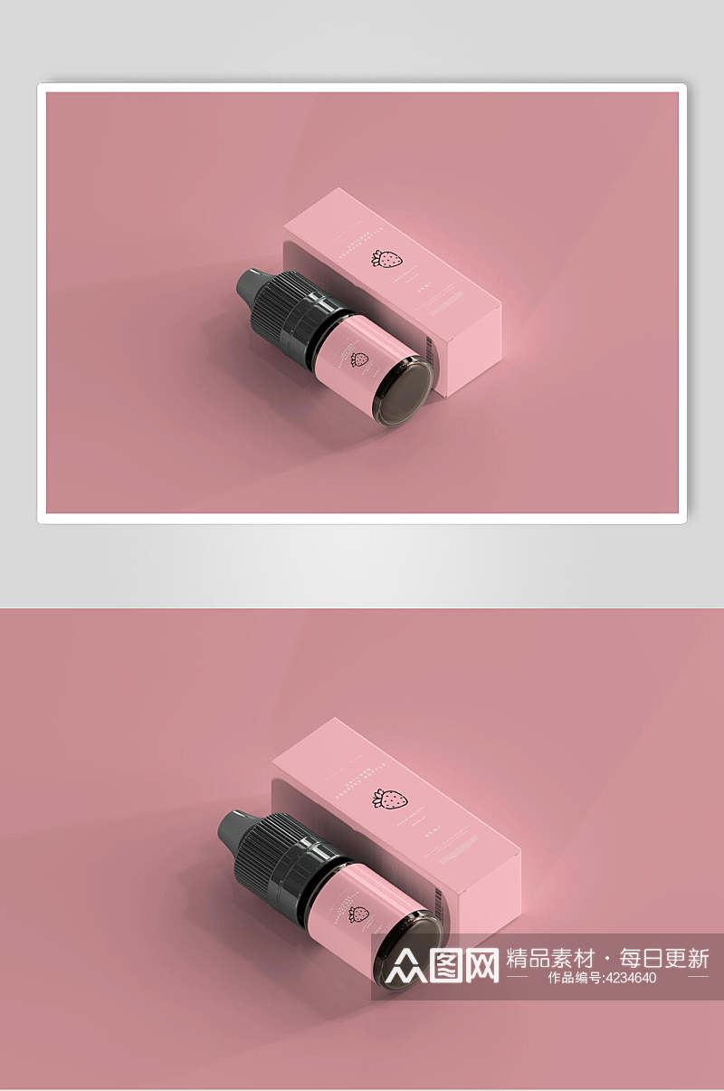 粉红色简约包装贴图样机素材