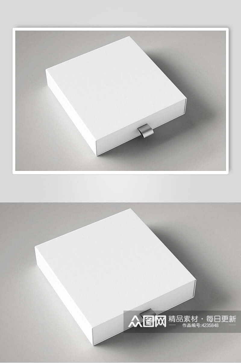 黑白方形大气高端抽拉盒包装样机素材