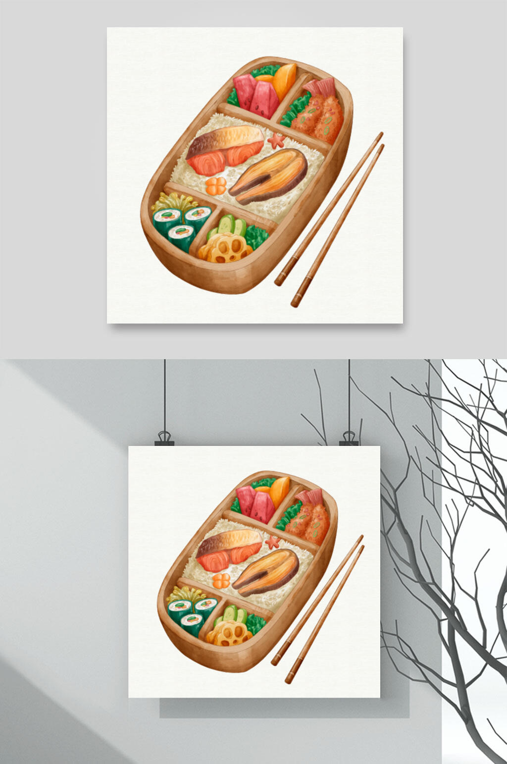 饭盒美食矢量素材素材