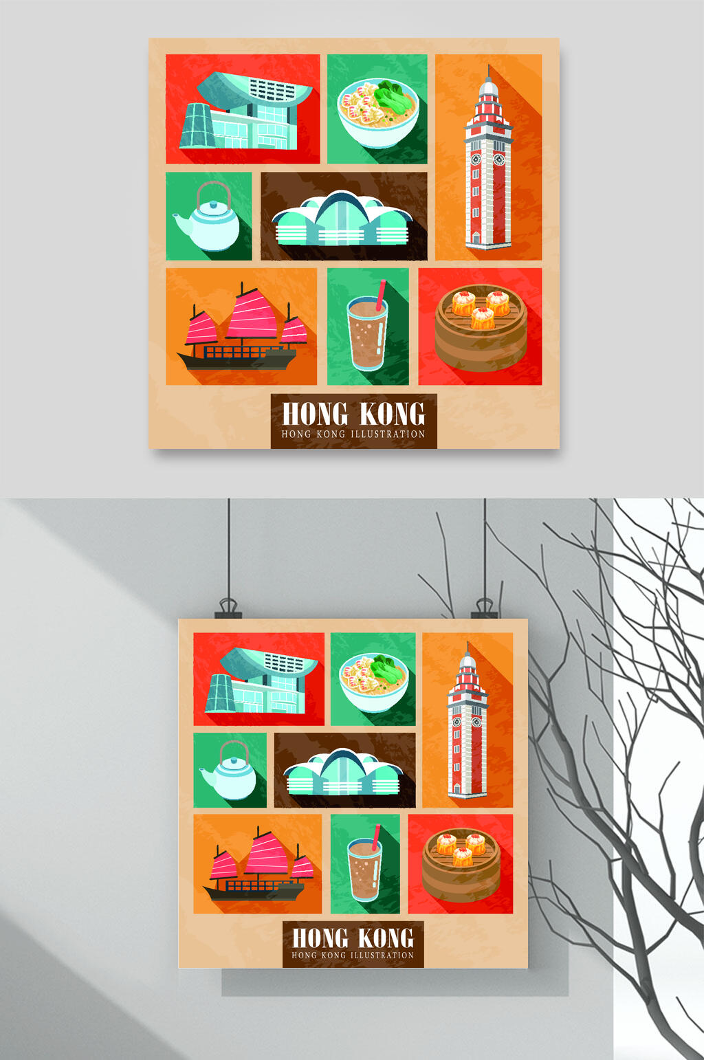 相框香港风景美食建筑素材素材
