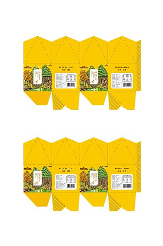简约鲜明黄产品矢量包装平面展开图