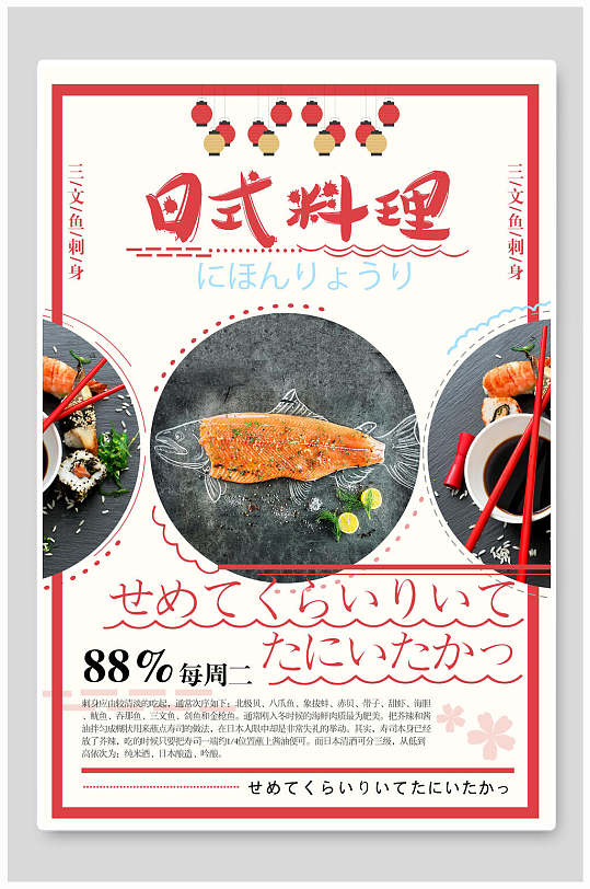 日文日式料理美食海报