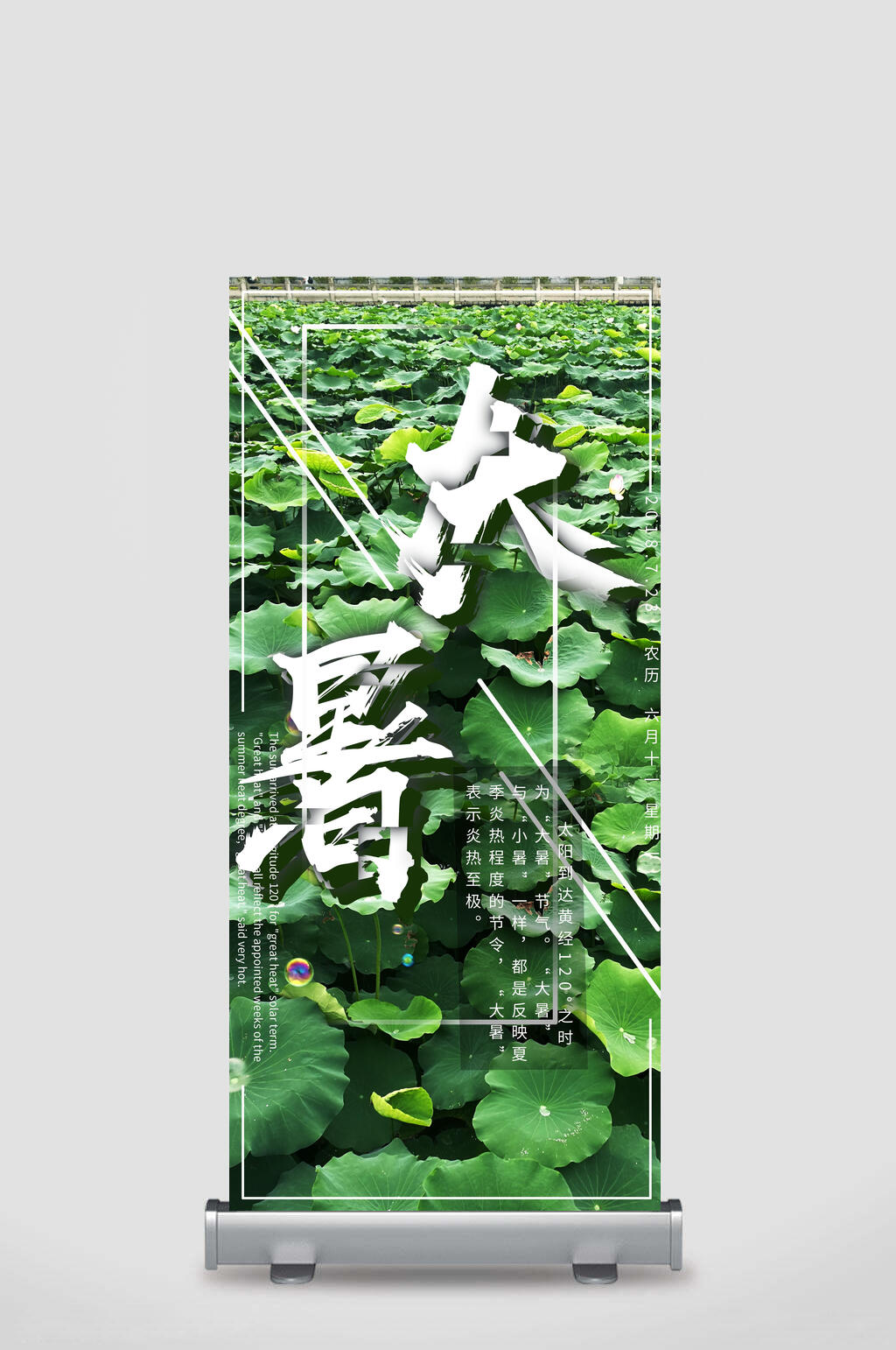 绿色荷叶大暑展架素材