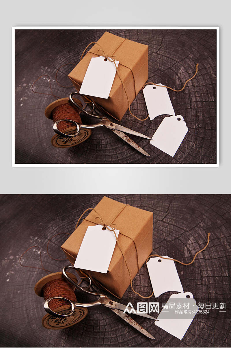 典雅牛皮纸盒包装样机素材