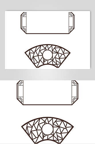 扇形中式花纹边框素材