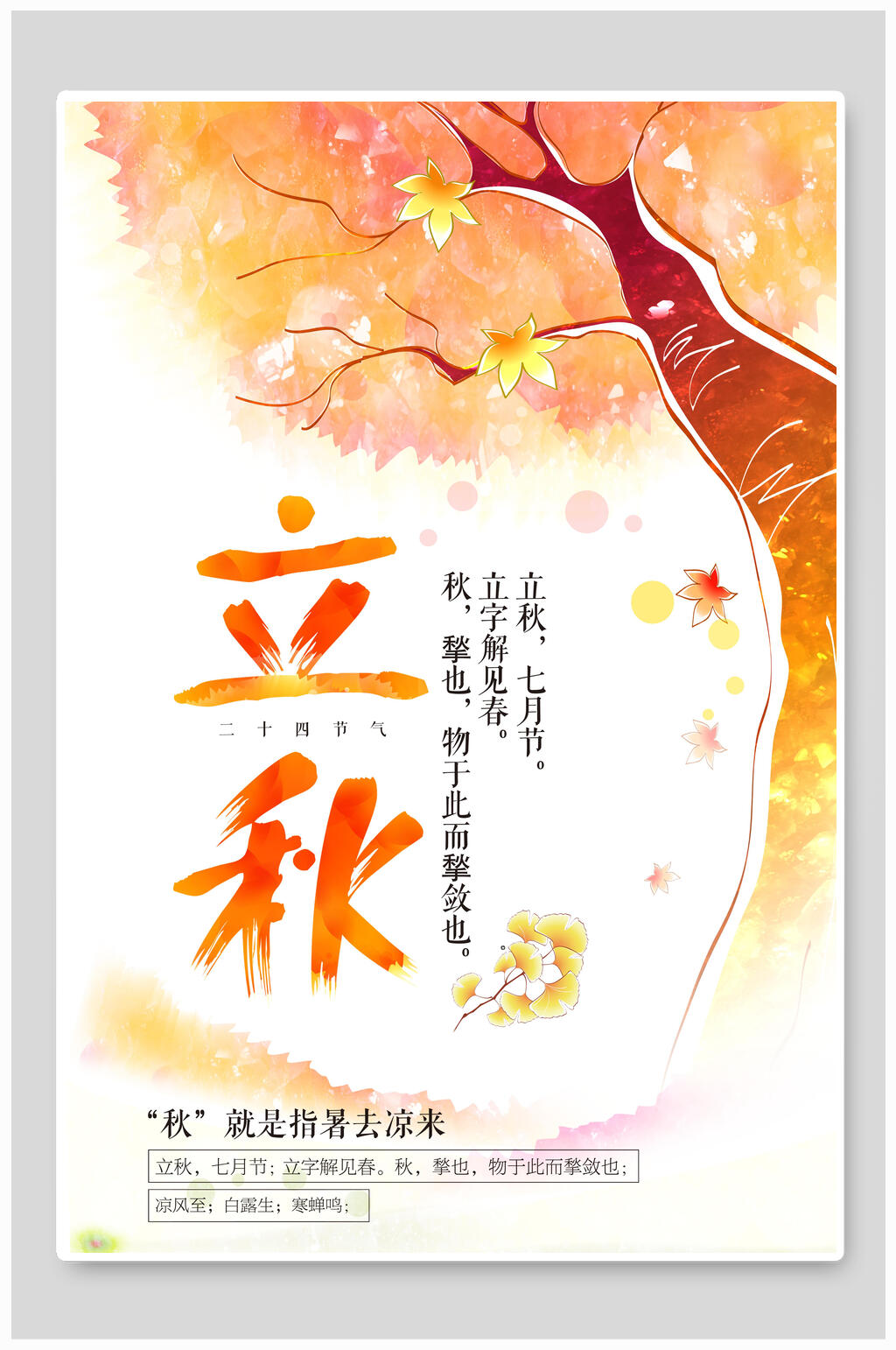 树叶立秋海报素材