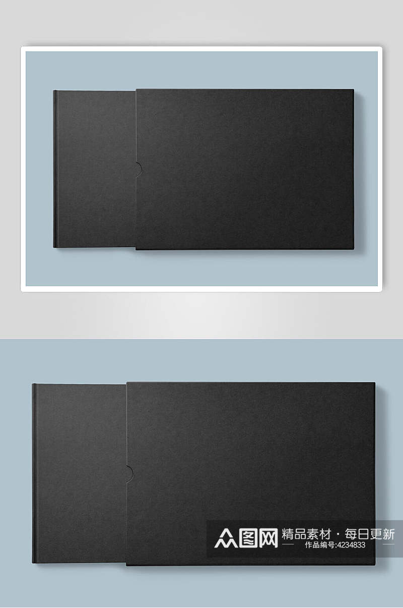 黑蓝方形阴影时尚书籍封面内页样机素材