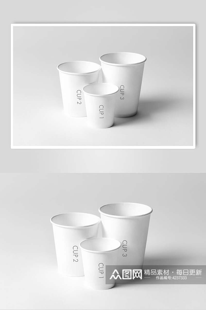 杯子白色英文大气高端纸杯贴图样机素材