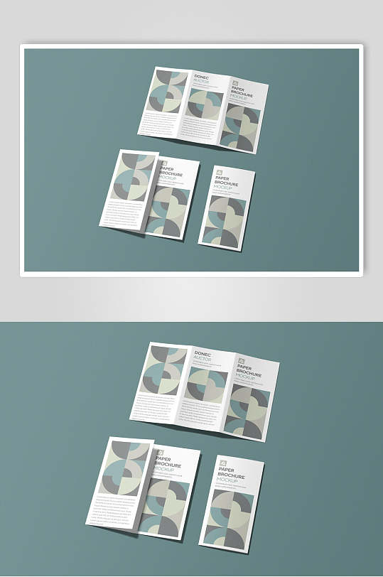 几何三折页展示样机-众图网