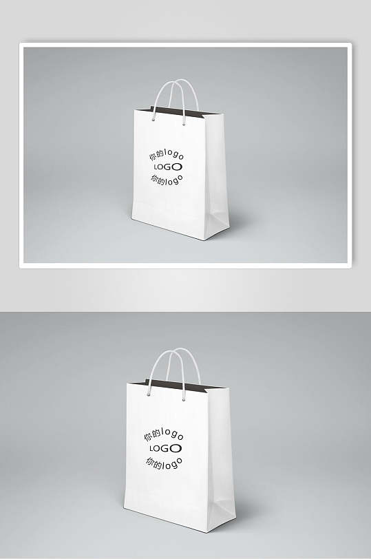 白色英文礼品礼物袋品牌包装盒样机