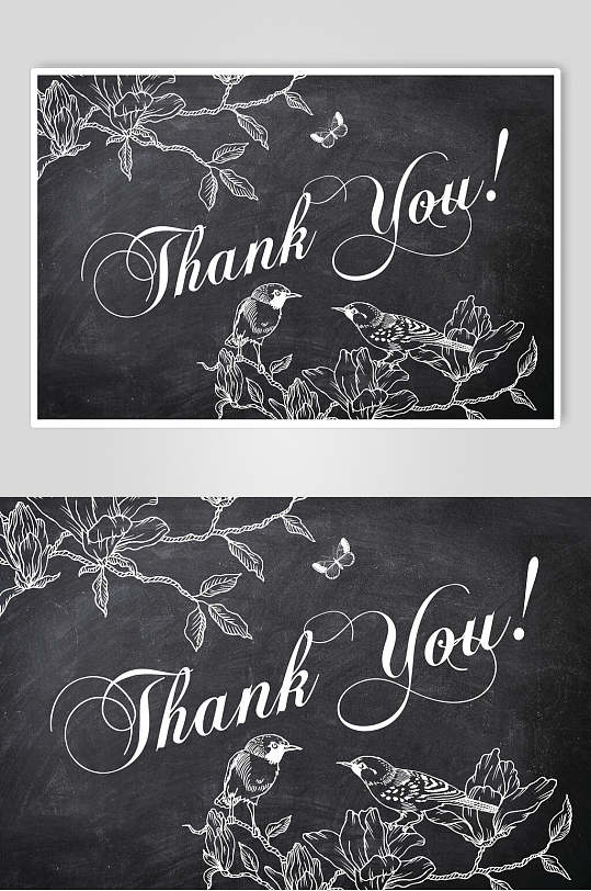 小鸟复古粉笔黑板海报