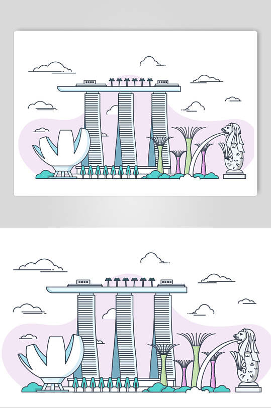简约大气新加坡城市地标矢量素材