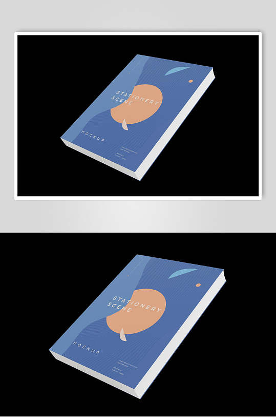 精装课本设计蓝色书籍样机