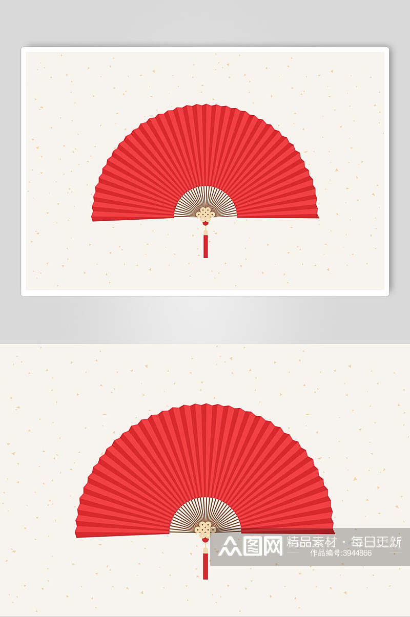 红色大气高端扇子素材素材
