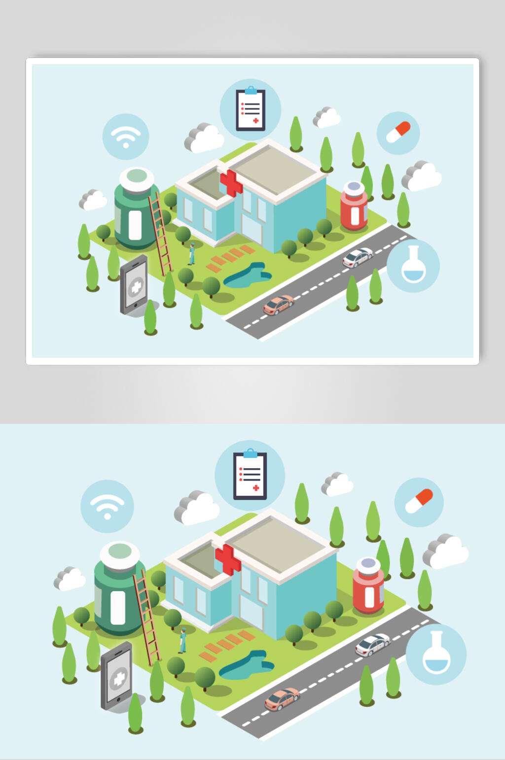 简约大气植物WiFi医疗医院素材素材