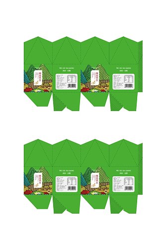 折页简约绿产品矢量包装平面展开图