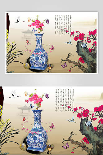 花卉中国风古董海报