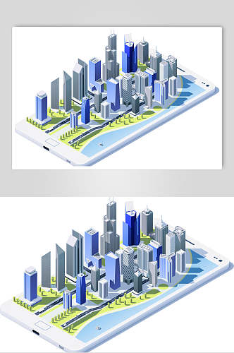 模型建筑场景矢量素材