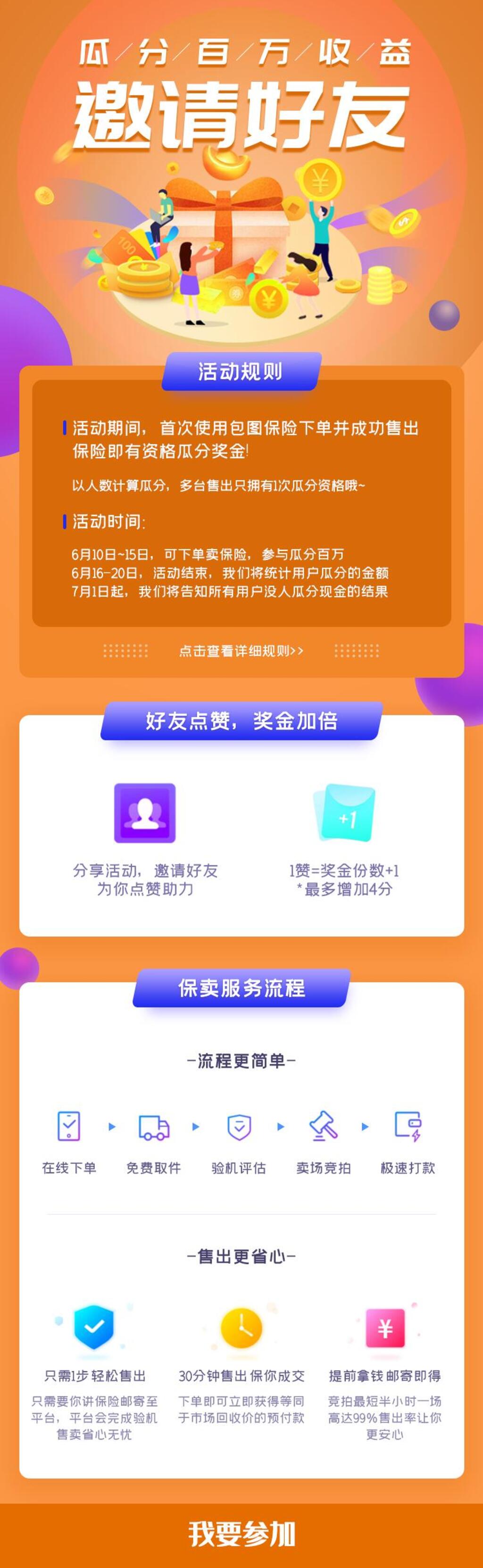 创意邀请好友瓜分百万收益手机长图素材