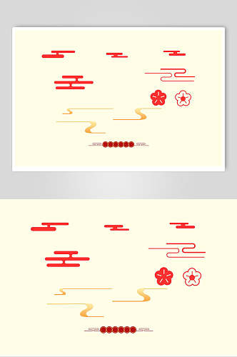 红色创意中式花纹边框素材