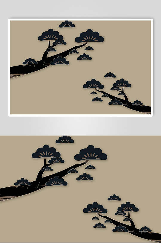 中国风迎客松中式花纹边框素材