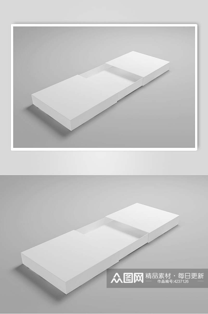 大气白色立体纸盒包装贴图样机素材
