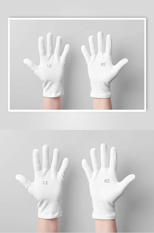 手掌灰白大气高端简约手套展示样机