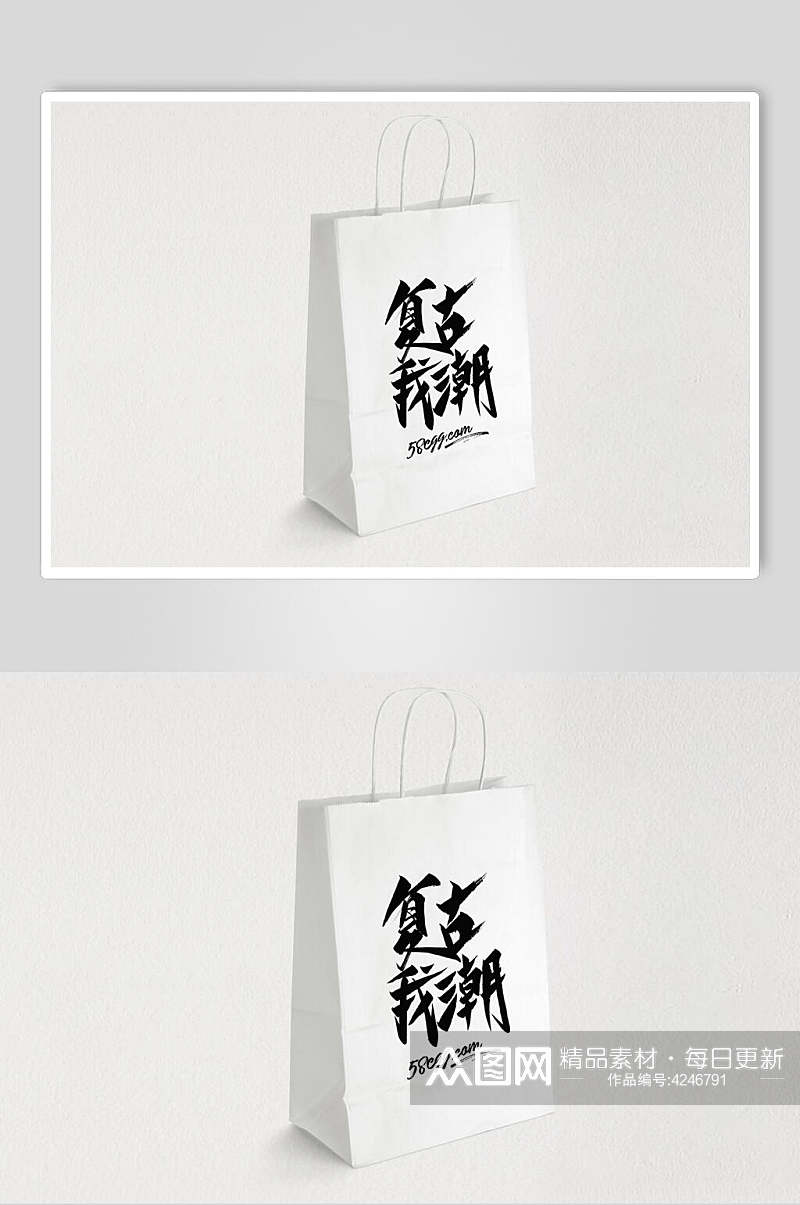 袋子黑白大气文创品牌VI设计样机素材