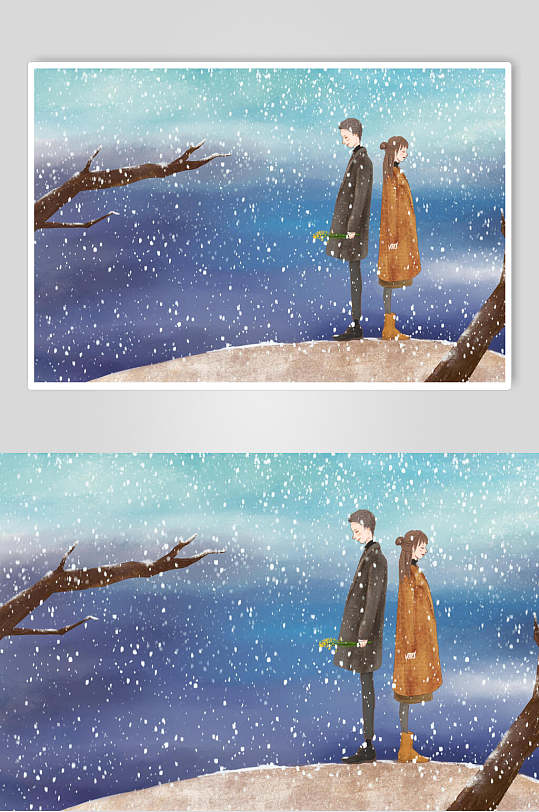 雪花情人節(jié)插畫