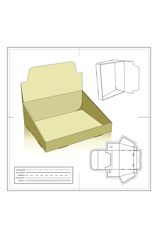 设计包装盒矢量展开图包装刀模图