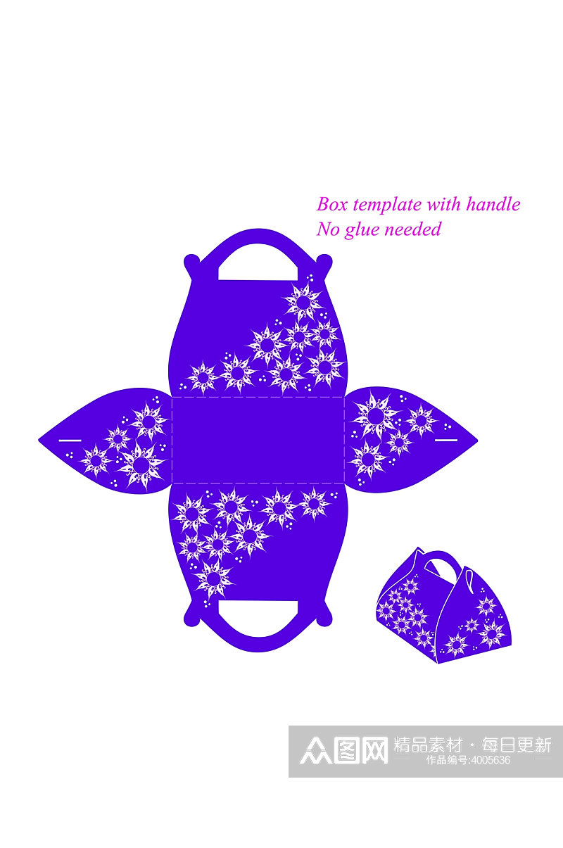 紫色礼品盒产品矢量设计刀模图素材