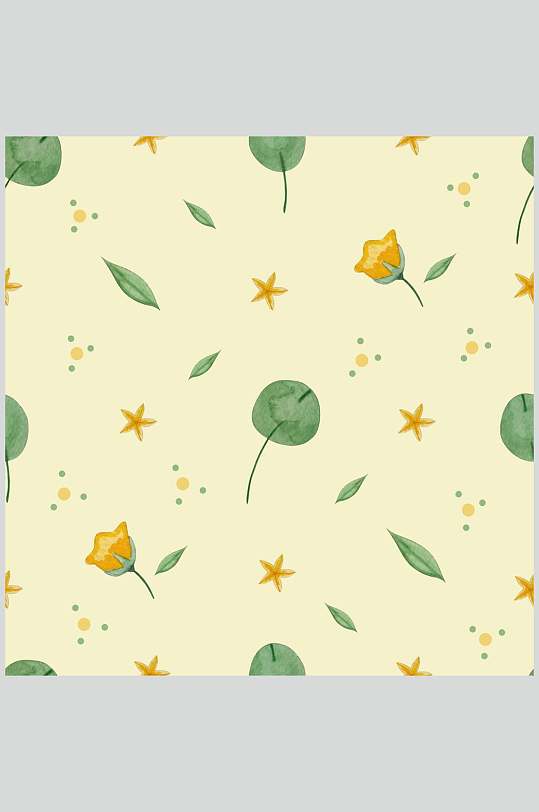 黄绿花卉图案植物四方连续图片