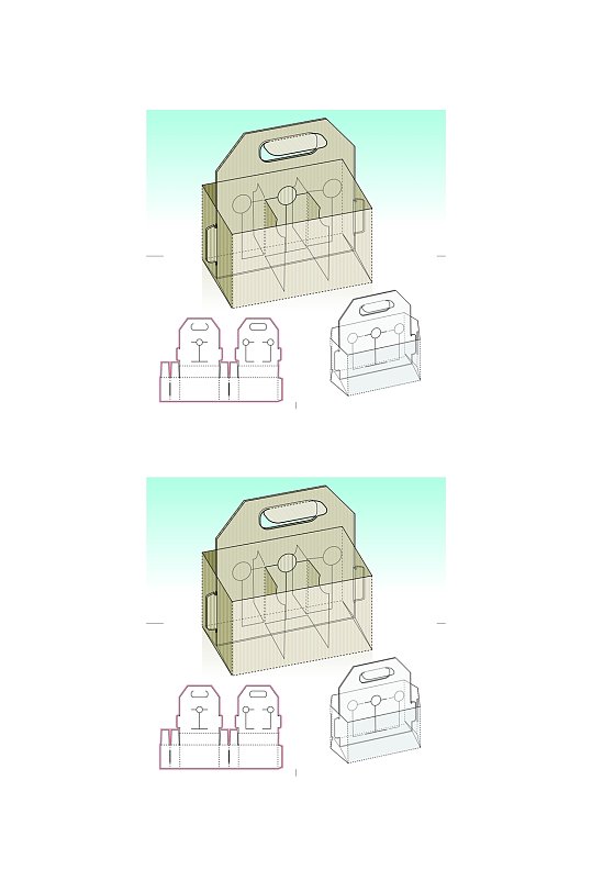 立体矢量立面带效果图包装盒展开图