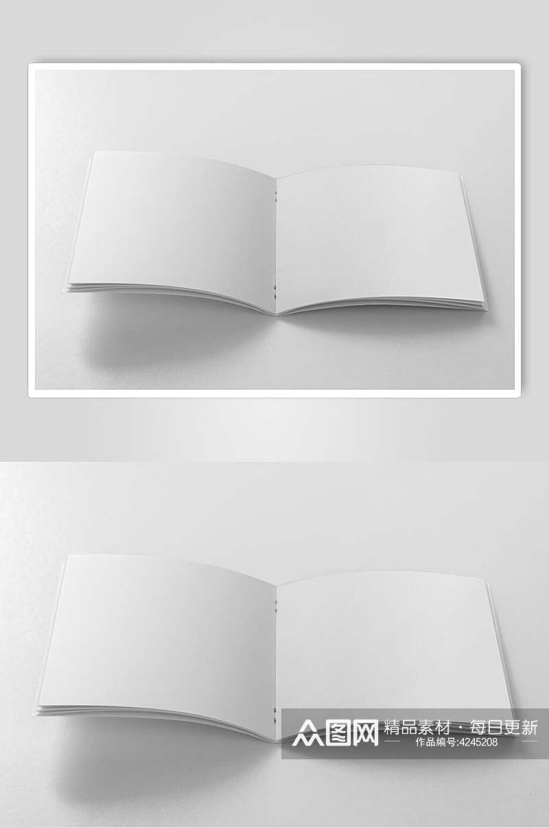简约灰色打开时尚书籍画册贴图样机素材