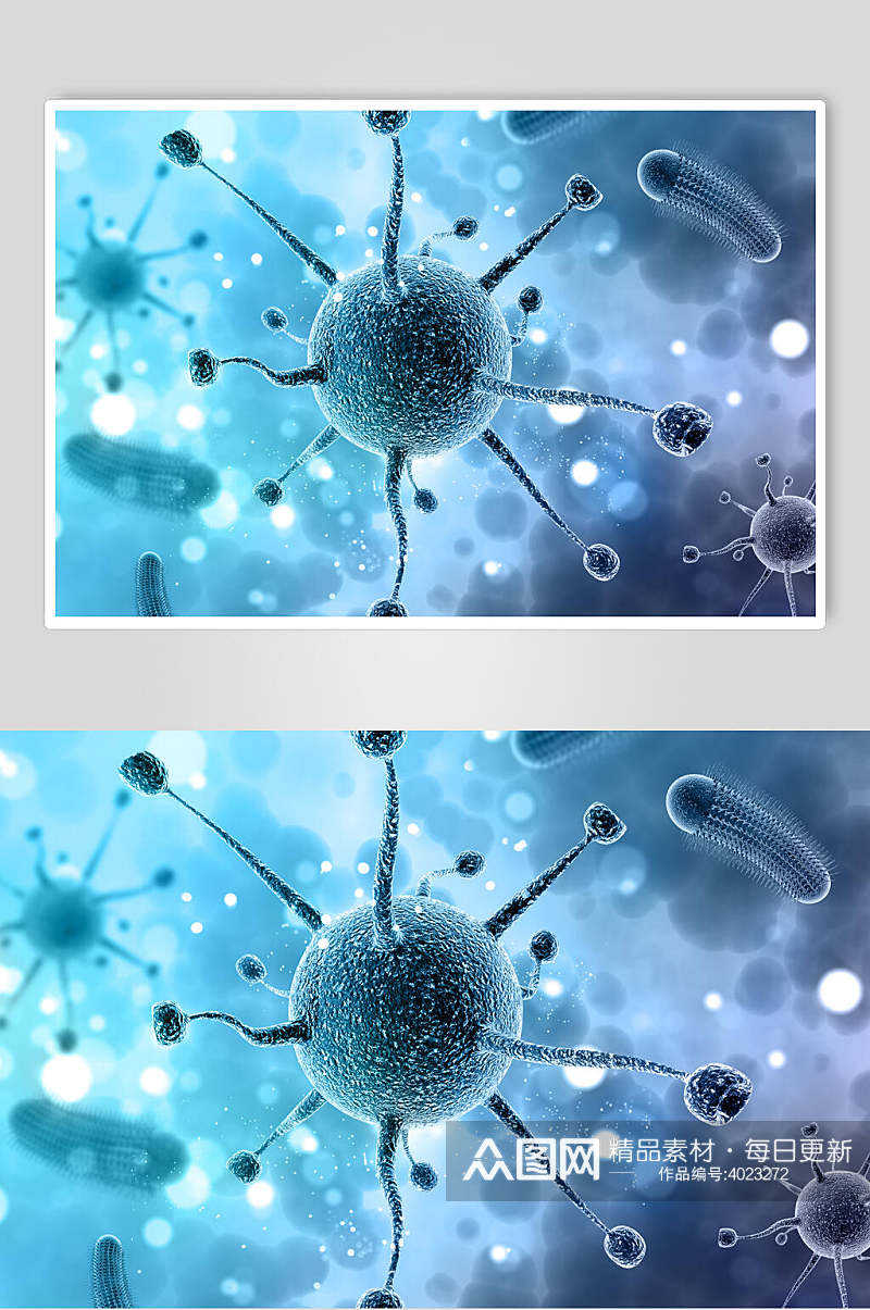高端大气立体球型虫状医学病毒图片素材