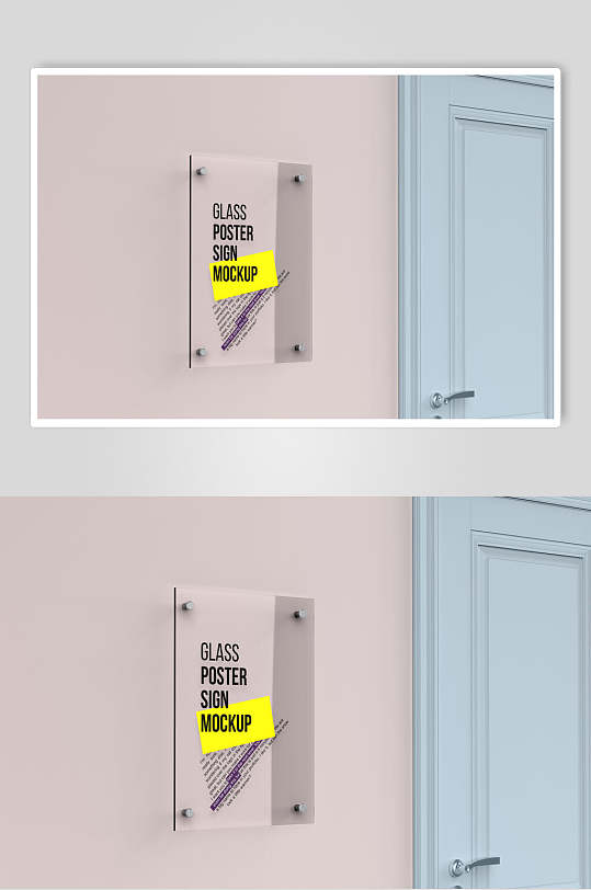 英文黑黄大气创意亚克力门牌样机-众图网