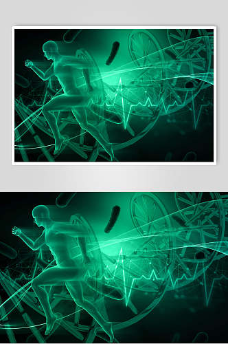 高端大气人奔跑螺旋结构医学病毒图片