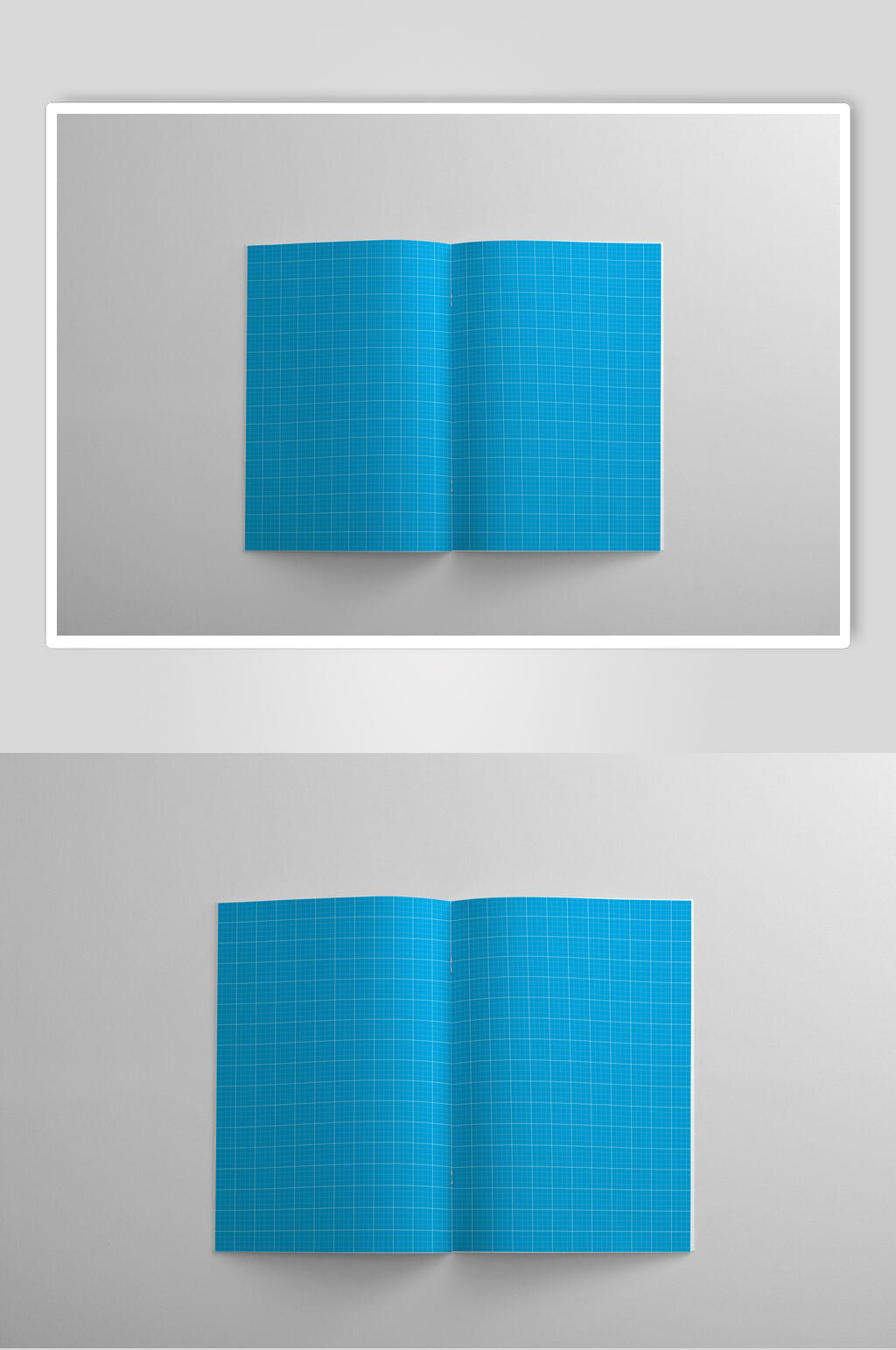 线条蓝灰简约画册书本册子贴图样机素材
