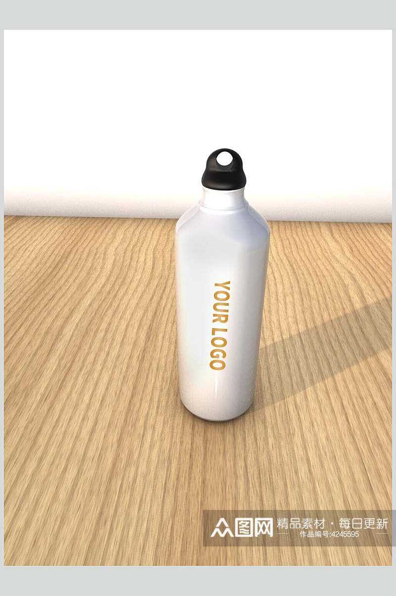 瓶子木头纹理保温杯贴图包装样机素材