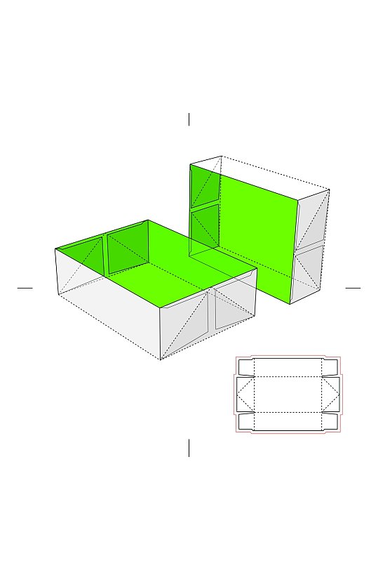 潮流包装盒纸盒展开矢量模板
