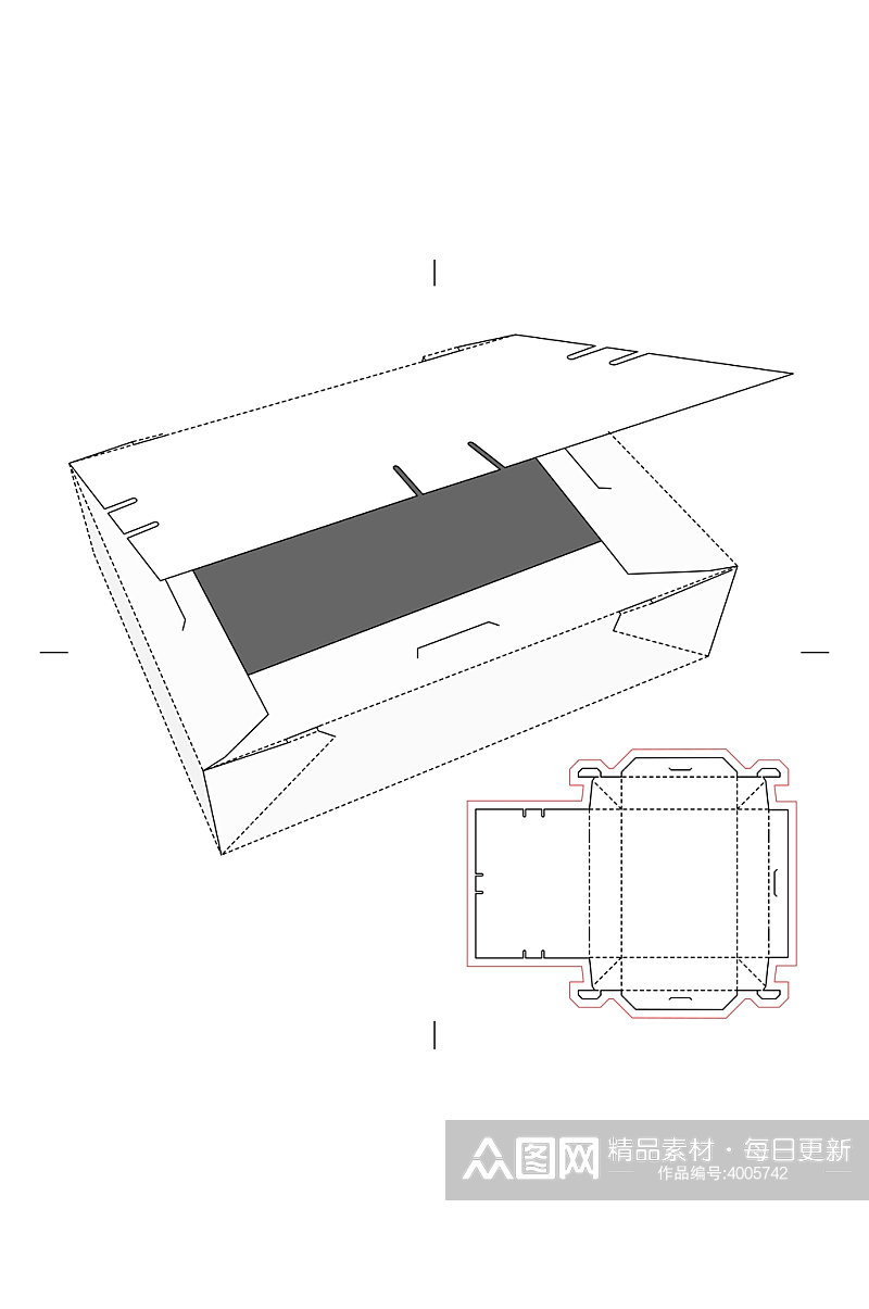 简洁包装盒纸盒展开矢量模板素材