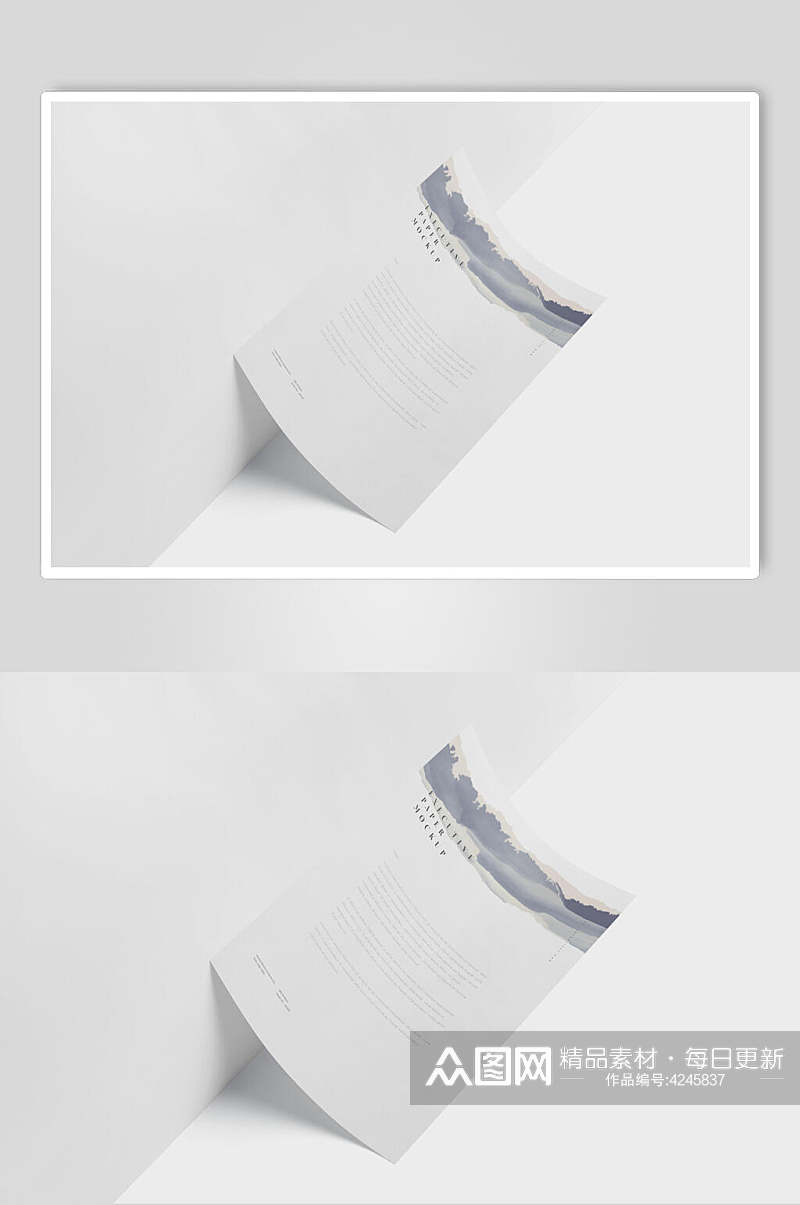 时尚纸张灰色大气创意清新折页样机素材