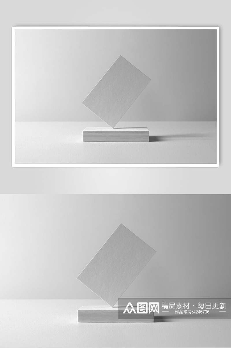 灰色方形大气创意名片贴图展示样机素材