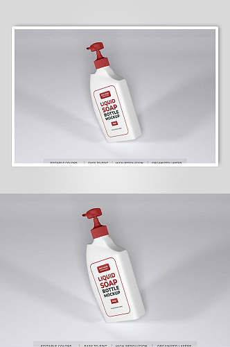 瓶子线条红白大气创意挤压瓶样机