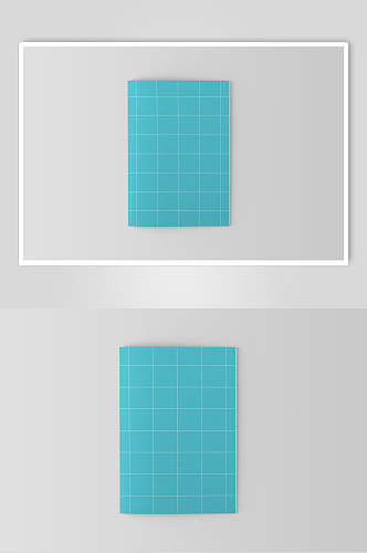 线条方形蓝色画册书本册子贴图样机