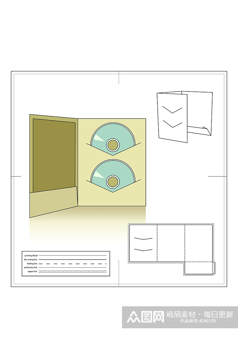 简约包装盒矢量展开图包装刀模图素材