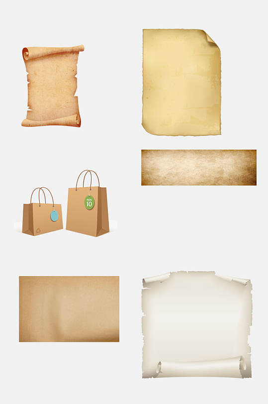 手提袋复古羊皮纸免抠素材
